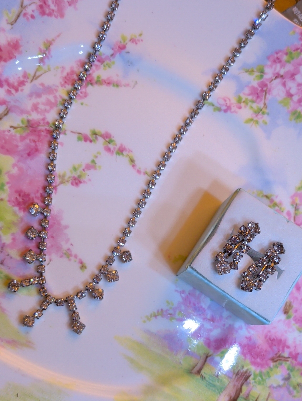 CORO Crystal Drop Necklace and Earrings Vintage Set